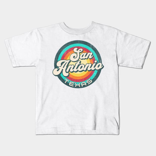 Retro San Antonio Texas Kids T-Shirt by bubbleshop